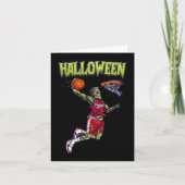 Sprong Zombie Basketball Dunk Player Halloween Pum Kaart (Voorkant)