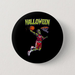 Sprong Zombie Basketball Dunk Player Halloween Pum Ronde Button 5,7 Cm