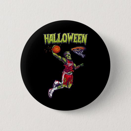 Sprong Zombie Basketball Dunk Player Halloween Pum Ronde Button 5,7 Cm (Voorkant)