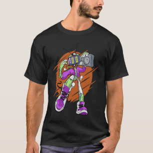 sprongdans sprinkhaan robot muziek bandrecorder t-shirt