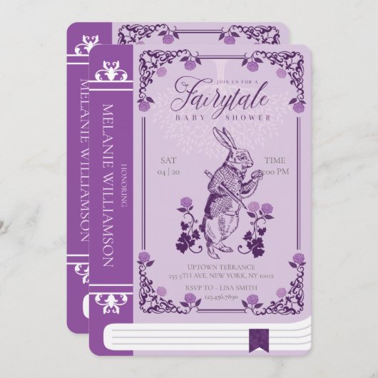 sprookje Alice in het Wonderland Paars Boek Kaart (Voorkant / Achterkant)