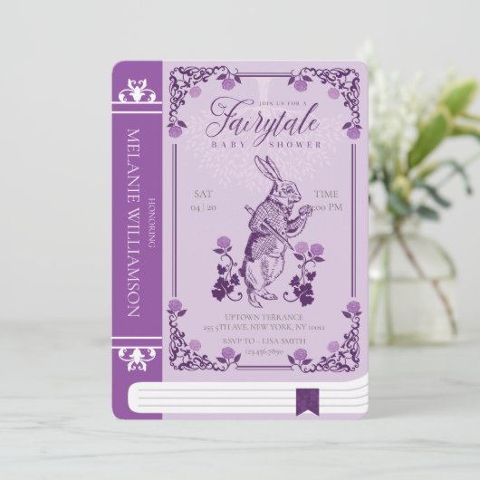  sprookje Alice in het Wonderland Paars Boek Kaart (Staand voorkant)