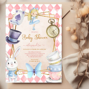 Sprookje Alice in Wonderland Baby shower Kaart