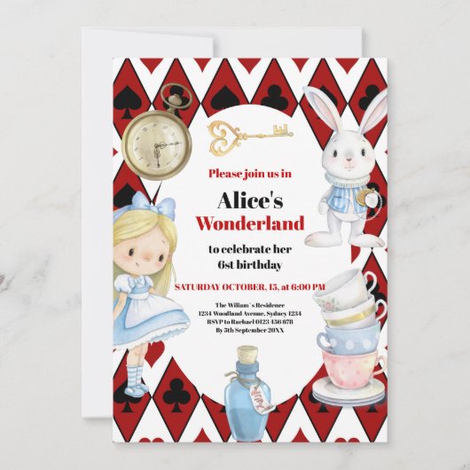 Sprookje Alice in Wonderland Verjaardag Kaart (Voorkant)