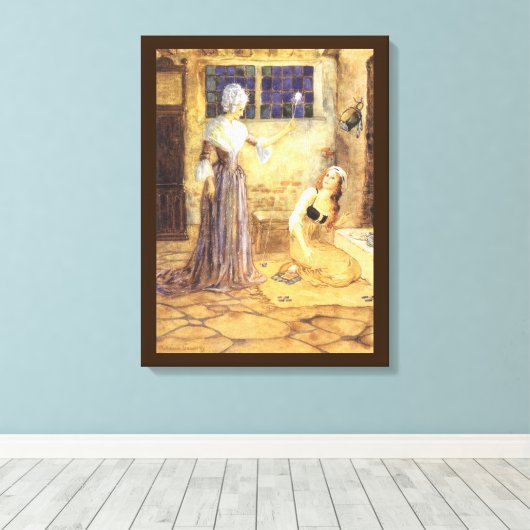 Sprookje Assepoester met Goede Fee Canvas Afdruk (Insitu (Houten vloer))