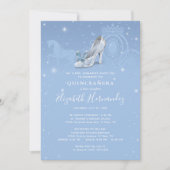 Sprookje Baby Blauw Zilver Assepoester Quinceanera Kaart (Voorkant)