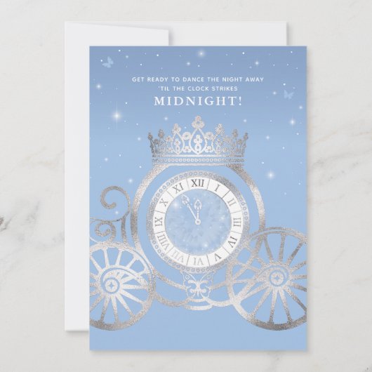 Sprookje Baby Blauw Zilver Assepoester Quinceanera Kaart (Achterkant)