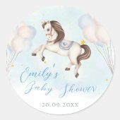 Sprookje baby Pony Blauwe ballon sterrendouche Ronde Sticker (Voorkant)