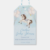 Sprookje baby Pony Blauwe ballonnen sterren Douche Cadeaulabel (Voorkant)