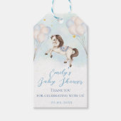 Sprookje baby Pony Blauwe ballonnen sterren Douche Cadeaulabel (Voorkant)