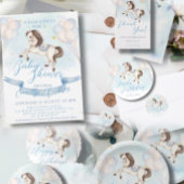 Sprookje baby Pony Blauwe ballonnen sterren Douche Cadeaulabel