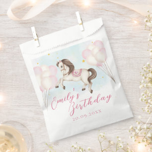 Sprookje baby Pony roze ballonnen ster Verjaardag Bedankzakje
