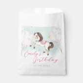 Sprookje baby Pony roze ballonnen ster Verjaardag Bedankzakje (Voorkant)