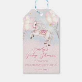 Sprookje baby Pony roze ballonnen sterren Douche Cadeaulabel