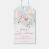 Sprookje baby Pony roze ballonnen sterren Douche Cadeaulabel (Voorkant)