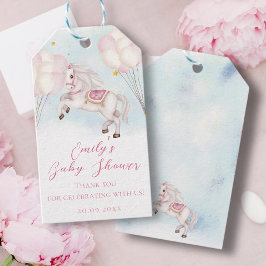 Sprookje baby Pony roze ballonnen sterren Douche Cadeaulabel
