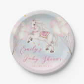 Sprookje baby Pony roze ballonnen sterren Douche Papieren Bordje (Voorkant)