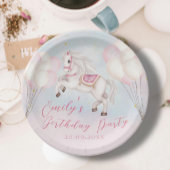 Sprookje baby Pony roze ballonnen sterren Verjaard Papieren Bordje