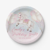 Sprookje baby Pony roze ballonnen sterren Verjaard Papieren Bordje (Voorkant)