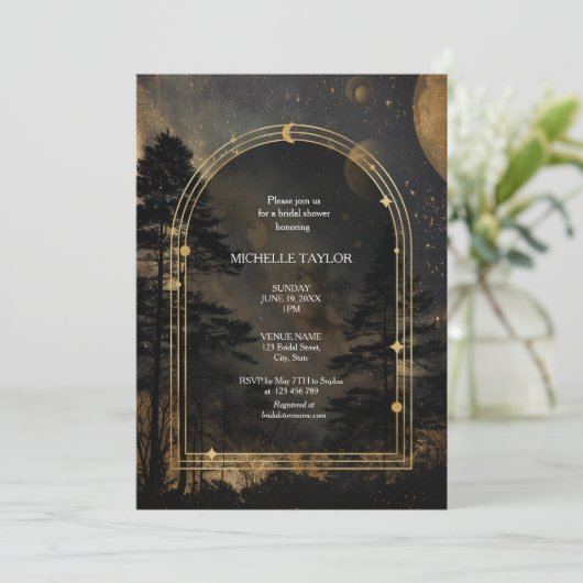 Sprookje Betoverd Bos Elegante Bloemen Bruid Kaart (Staand voorkant)