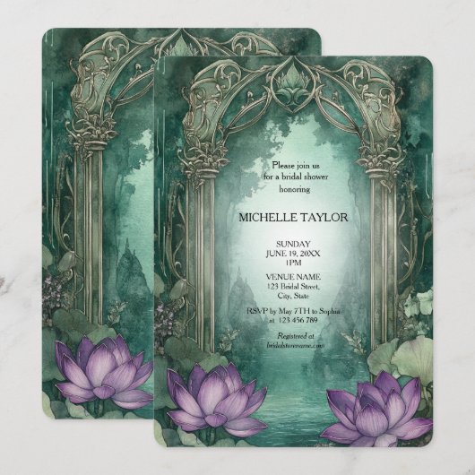 Sprookje Betoverd Bos Lotus Bloemen Bruid Kaart (Voorkant / Achterkant)