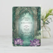 Sprookje Betoverd Bos Lotus Bloemen Bruid Kaart (Staand voorkant)