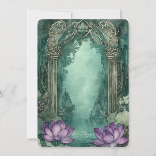 Sprookje Betoverd Bos Lotus Bloemen Bruid Kaart (Achterkant)