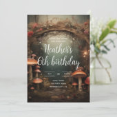 Sprookje betoverde paddenstoel bos verjaardag kaart (Staand voorkant)