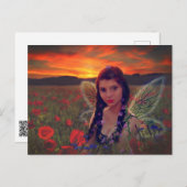 Sprookje bij zonsondergang in een veld van klaproz briefkaart (Voorkant / Achterkant)