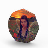 Sprookje bij zonsondergang in een veld van klaproz fotoblokken (Rechts)