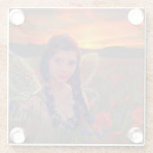 Sprookje bij zonsondergang in een veld van klaproz glazen onderzetter (Achterkant)