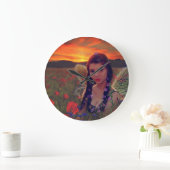 Sprookje bij zonsondergang in een veld van klaproz grote klok (Huis)