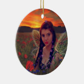 Sprookje bij zonsondergang in een veld van klaproz keramisch ornament (Rechts)