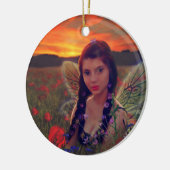 Sprookje bij zonsondergang in een veld van klaproz keramisch ornament (Links)