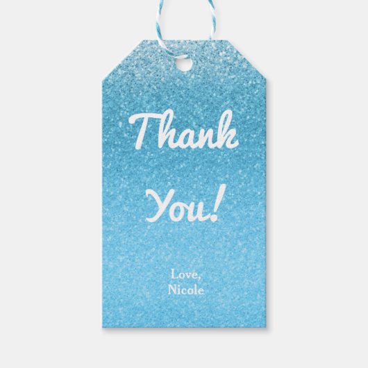 Sprookje Blauw Glitter Sweet 16 Party Favor Cadeaulabel (Voorkant)