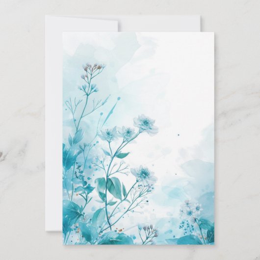 Sprookje Blauwe Bloemen Kinderen Verjaardagsfeest Kaart (Achterkant)