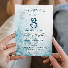 Sprookje Blauwe Bloemen Kinderen Verjaardagsfeest Kaart