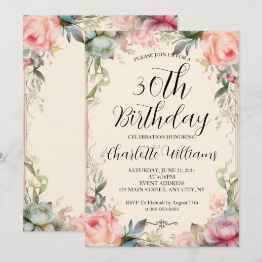 Sprookje Bloemen 30e Verjaardag Kaart (Voorkant / Achterkant)