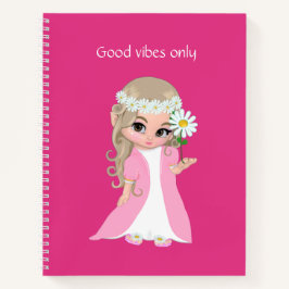 Sprookje & Bloemen op Levendig Roze Notitieboek