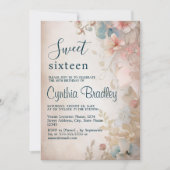 Sprookje Bloemen Zoet Zestien Verjaardagsfeest Kaart (Voorkant)