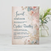 Sprookje Bloemen Zoet Zestien Verjaardagsfeest Kaart (Staand voorkant)