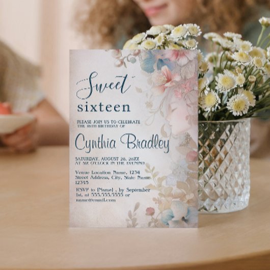 Sprookje Bloemen Zoet Zestien Verjaardagsfeest Kaart