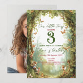 Sprookje Bos Kids Verjaardagsfeestuitnodigingen Kaart (Voorkant / Achterkant)