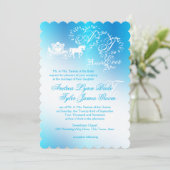 Sprookje Bruiloft Carriage Peacock Blue Kaart (Staand voorkant)