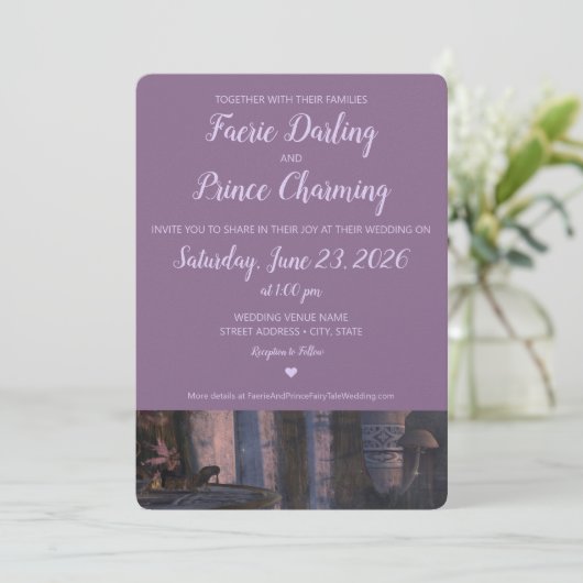 sprookje bruiloft uitnodiging (Staand voorkant)