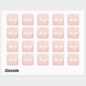 Sprookje Carriage Blush Pink Vierkante Sticker (Vel)