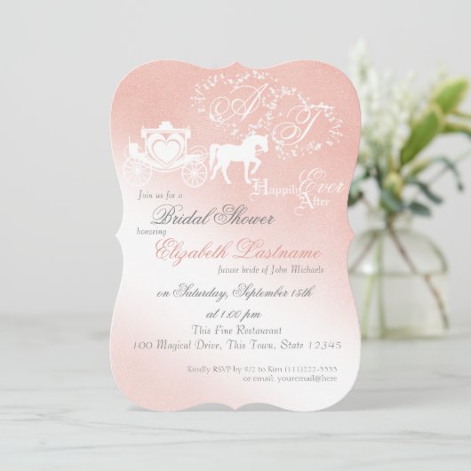 Sprookje Carriage Vrijgezellenfeest Roze Kaart (Staand voorkant)