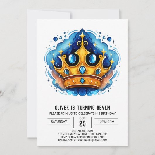 Sprookje Custom Prince Crown Verjaardag Kaart (Voorkant)
