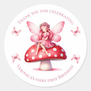 Sprookje Dank Je Voor Het Vieren Roze Verjaardag Ronde Sticker