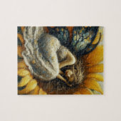Sprookje dat slaapt op een zonnebloem legpuzzel (Horizontaal)